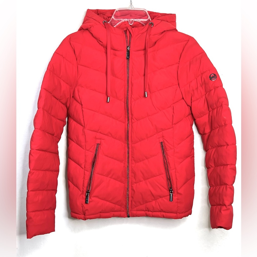 MICHAEL KORS JACKET WOMENS SZ.SMALL HOODED RED PACKABLE PUFFER